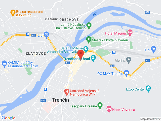 Google map: Mierové námestie 1, Trenčín